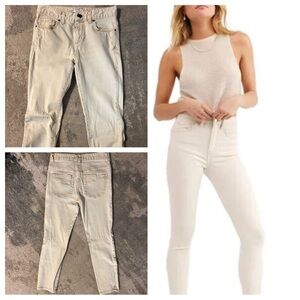 Free People Cream High-Rise Skinny Jeans